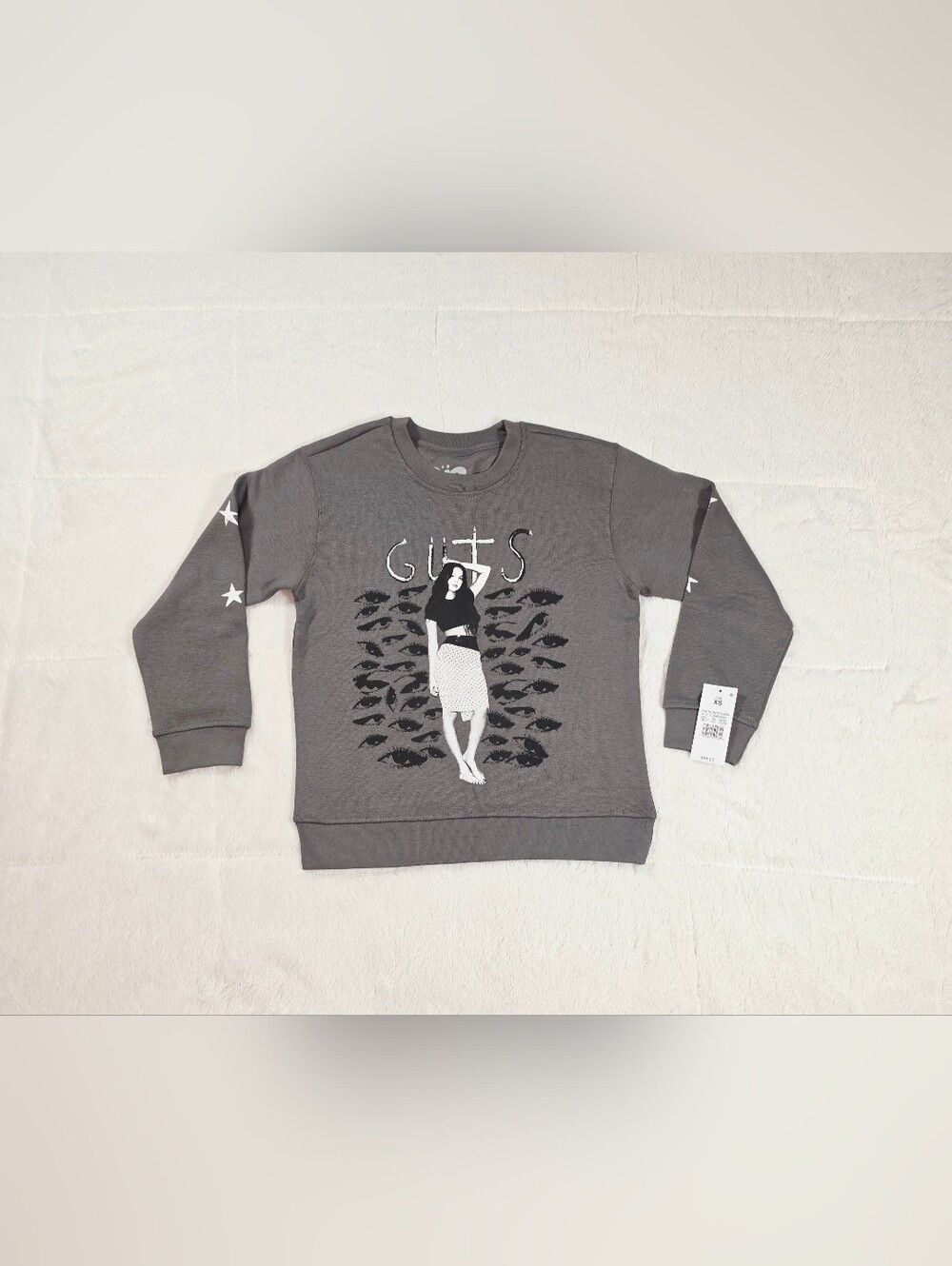Graphic Crew Neck Sweatshirt in Charcoal Gray(BSST1-03,04)